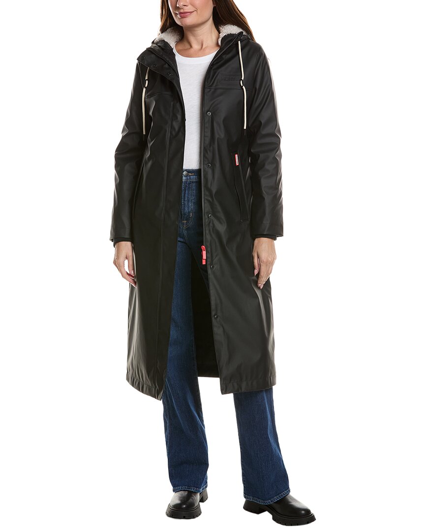 Hunter Sammy Rubberized Longline Padded Coat In Black