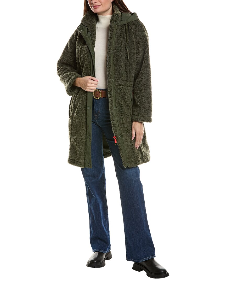 Hunter Isabella Longline Padded Coat In Green
