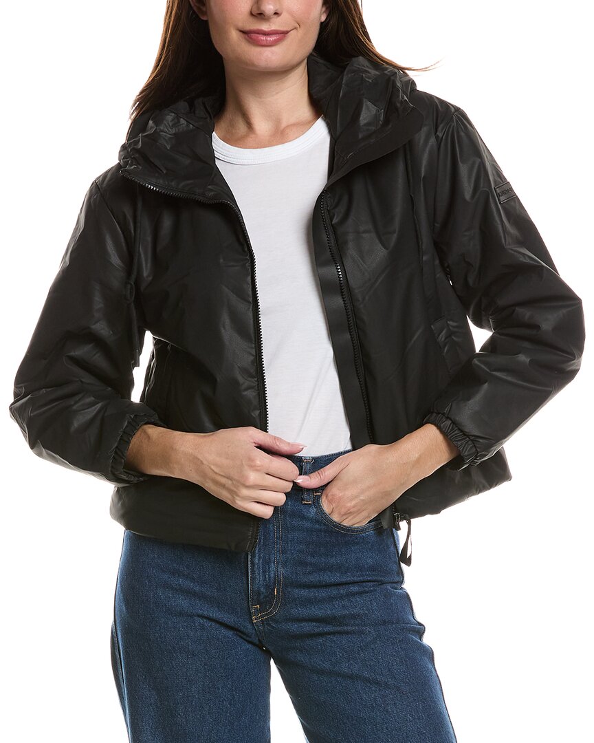 Hunter Leah Coated Cropped Rain Jacket In Black