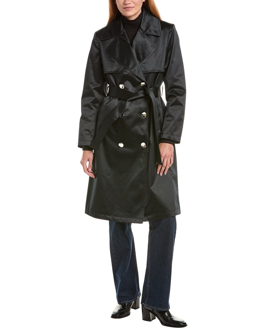 Via Spiga Double-breasted Trench Coat In Black