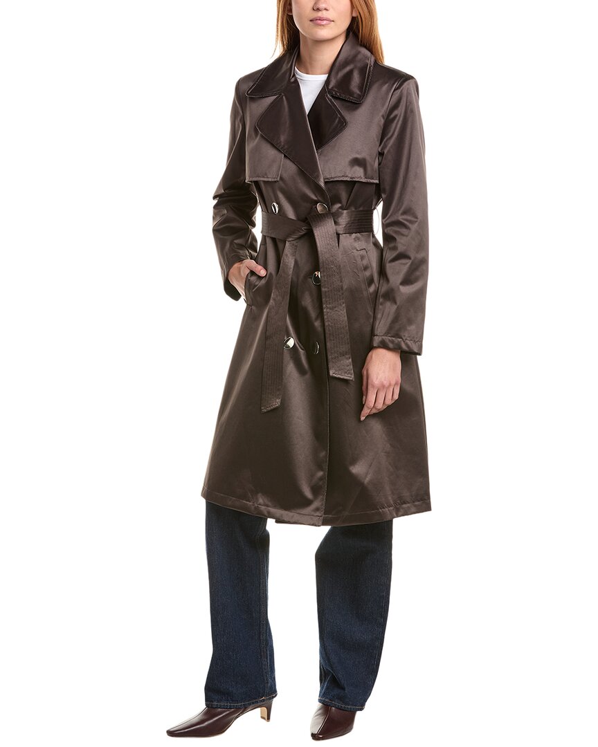 Via Spiga Double-breasted Trench Coat In Brown