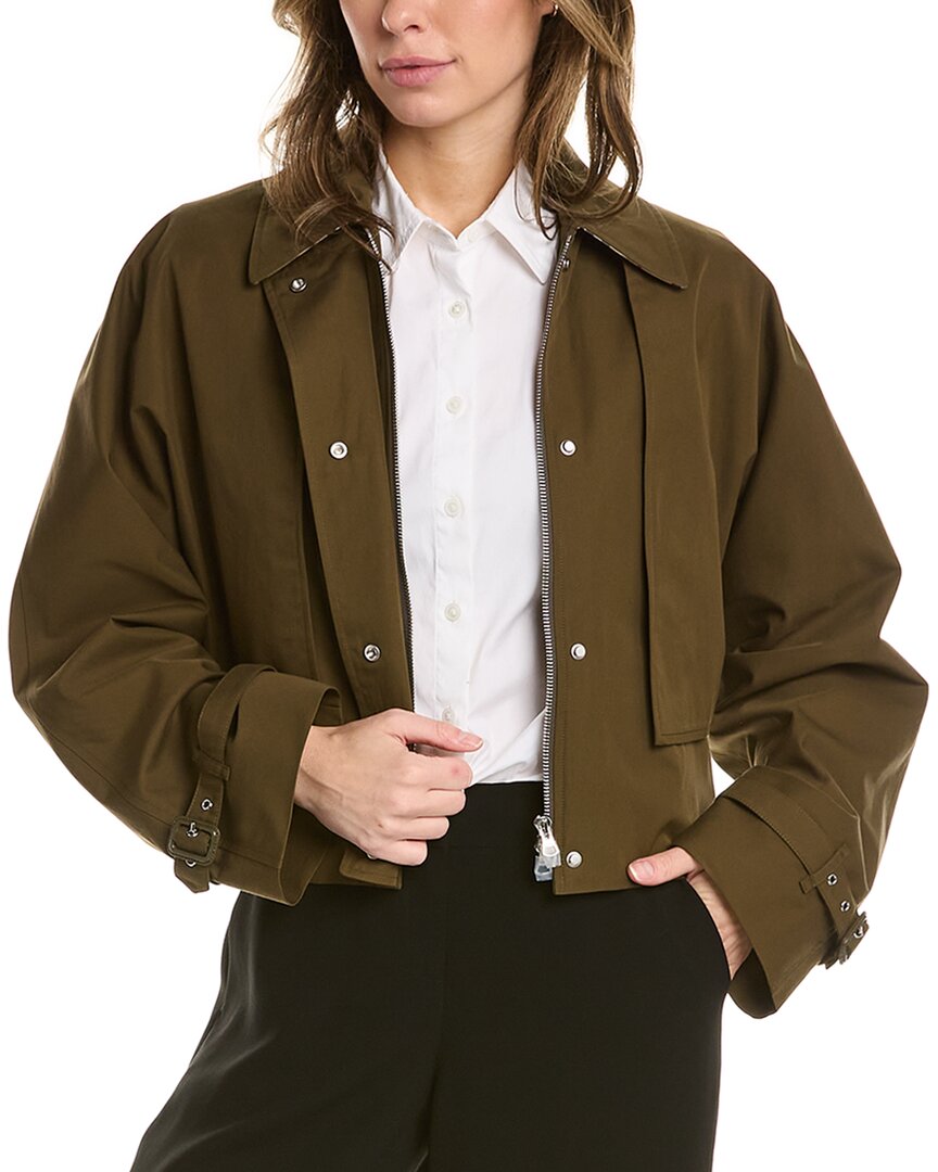 Burberry Tropical Gabardine Cropped Jacket In Green
