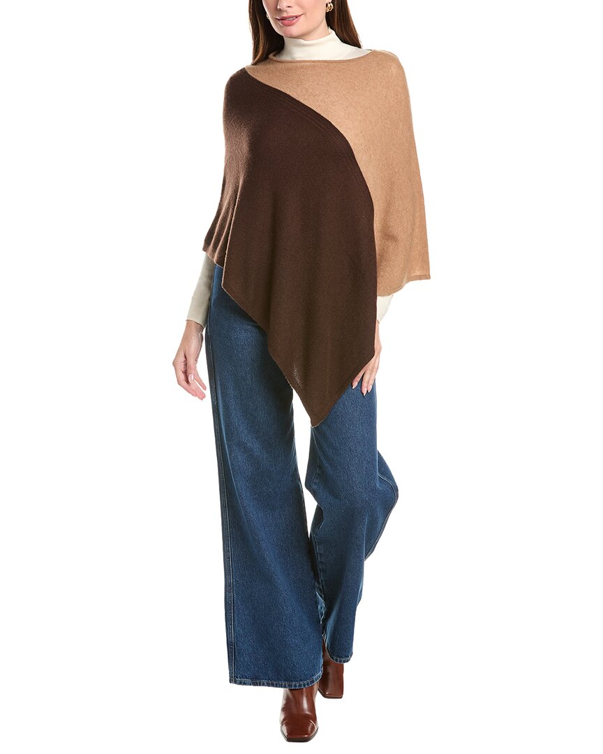 Forte Colorblocked 100% Cashmere Poncho In Brown