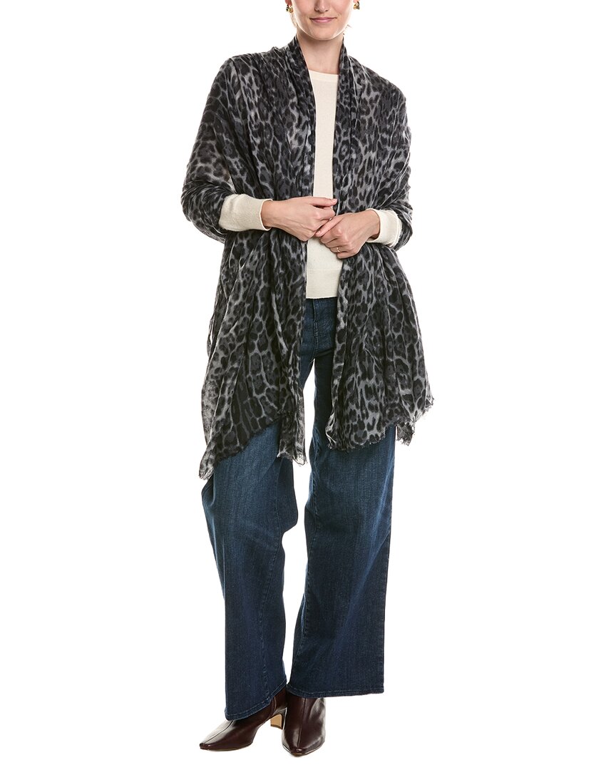 Sofia Cashmere Sofiacashmere Leopard Print Lightweight Cashmere Wrap In Grey