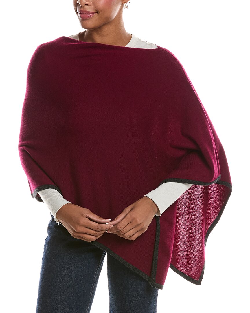 Sofia Cashmere Sofiacashmere Tipped Cashmere-blend Poncho In Red