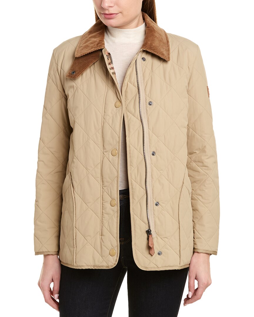 Burberry Diamond Quilted Thermoregulated Barn Jacket In Beige