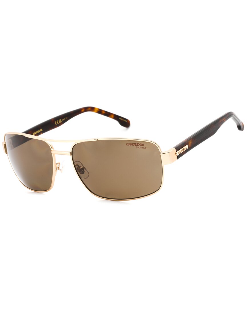 Carrera Polarized Bronze Rectangular Men's Sunglasses 8063/s 0aoz/sp 60 In Gold