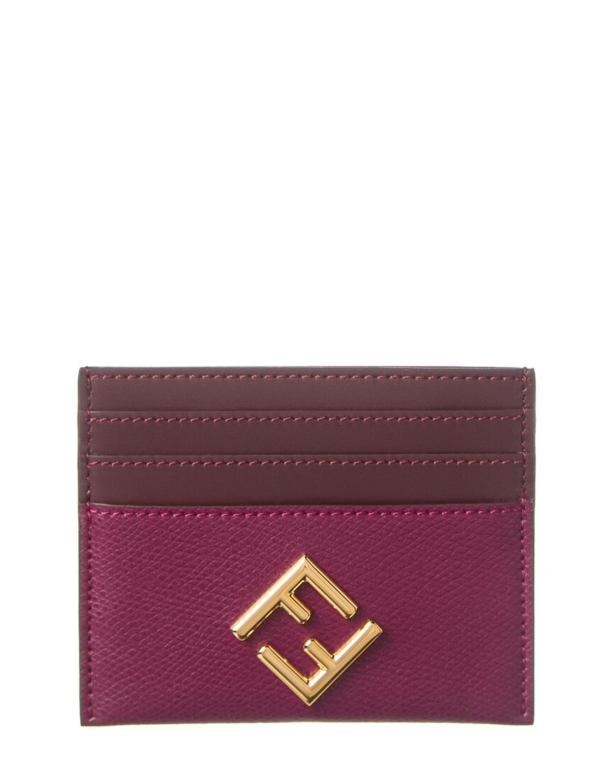 Fendi Ff Diamonds Leather Card Holder In Purple