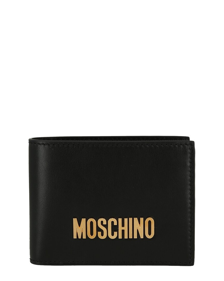 Shop Moschino Leather Bifold Wallet In Black