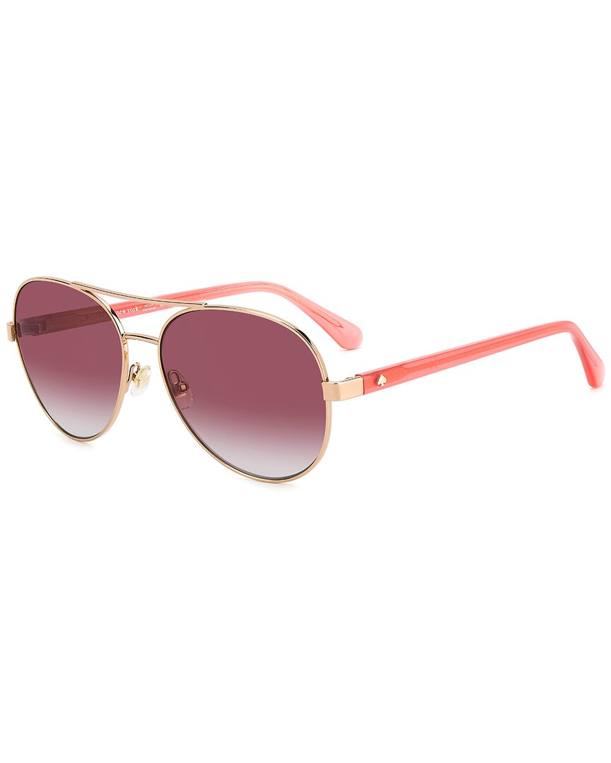 Kate Spade New York Averie 58mm Polarized Aviator Sunglasses In Rose Gold/burgundy Grad