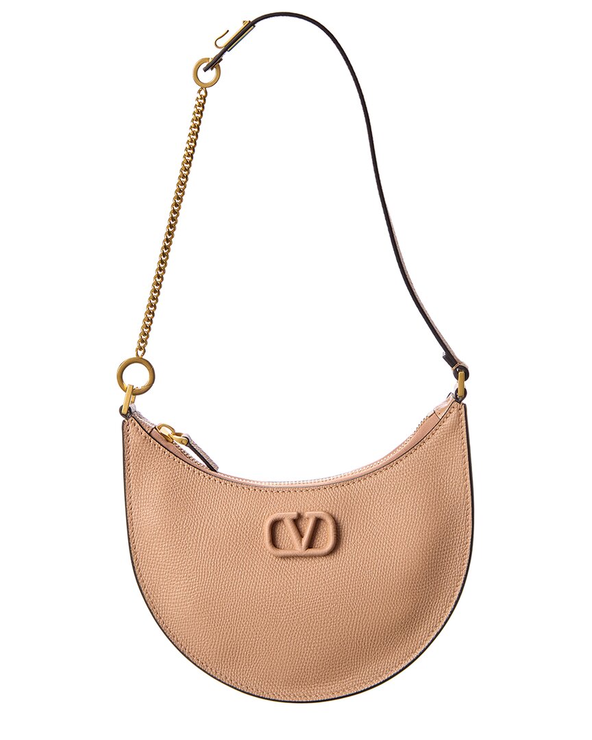 Valentino Vlogo Grainy Leather Shoulder Bag In Pink