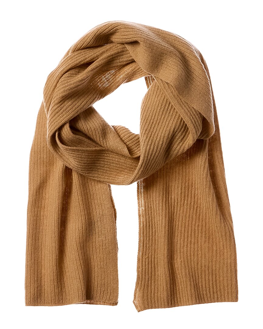 Hannah Rose Ribbed Cashmere Scarf In Brown