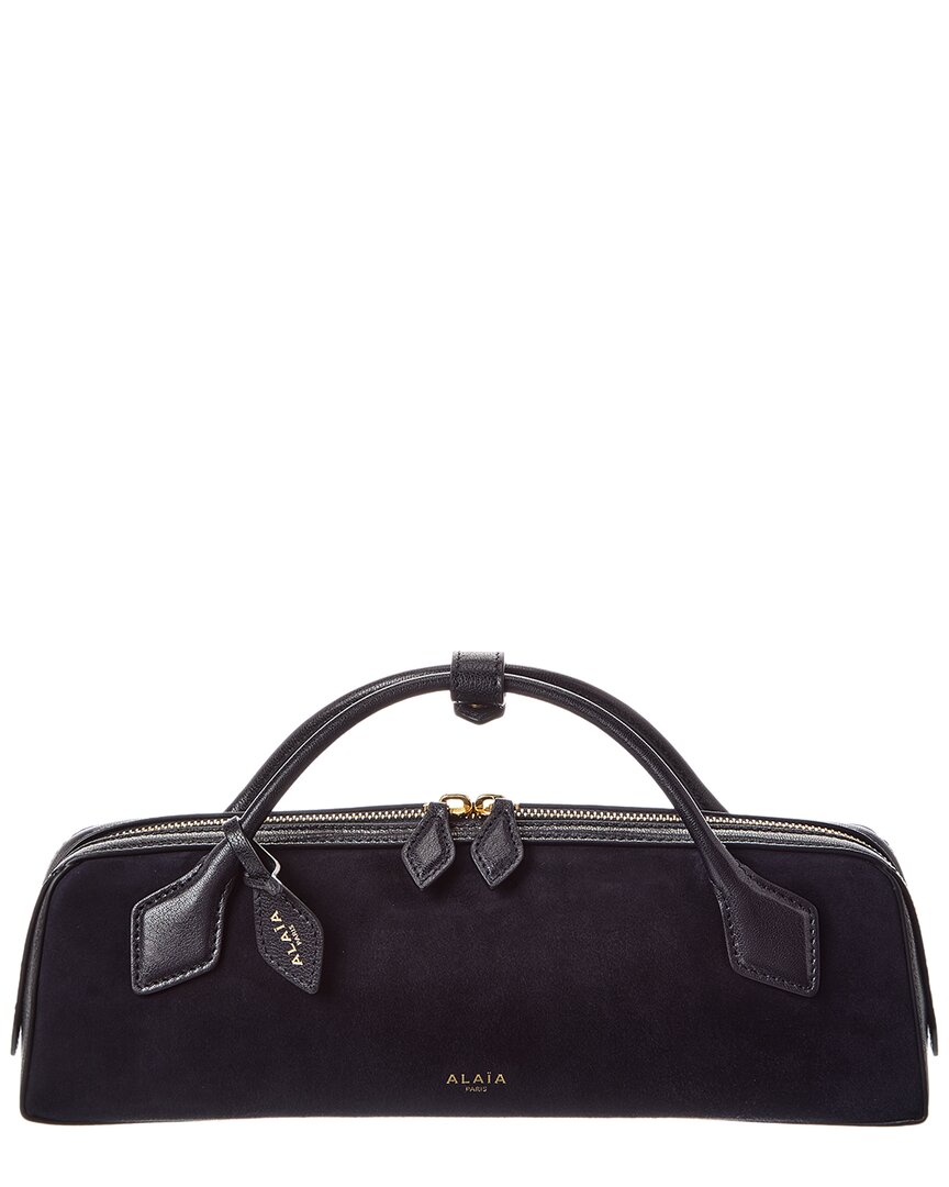 Alaïa Le Teckel Suede & Leather Clutch In Black