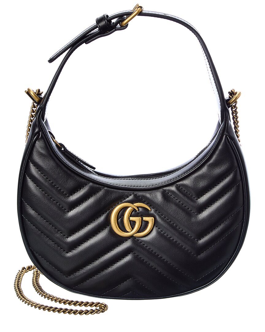 Gucci Gg Marmont Half Moon Shaped Mini Leather Hobo Bag Women's