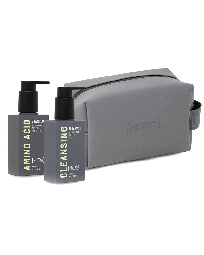 Metro Man Travel Size Shampoo & Body Wash Bundle - 100ml & Waterproof Tolitery Travel Bag