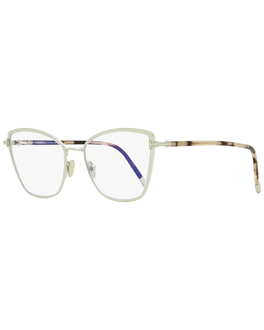 Tom Ford Women's Blue Block Eyeglasses Tf5740b 016 Palladium/rose Havana 54mm In Multi
