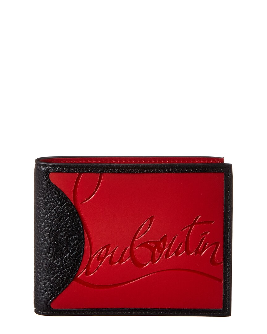 Christian Louboutin Coolcard Rubber-inlay Bi-fold Leather Wallet In Black