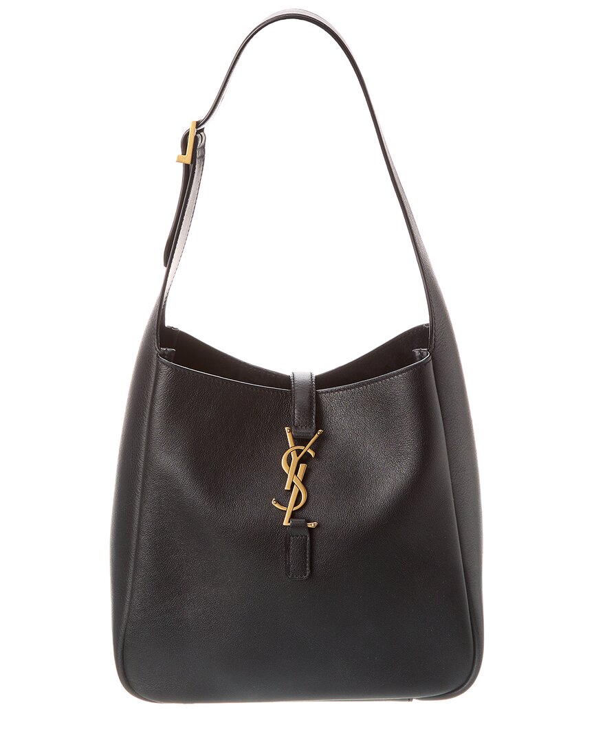 Saint Laurent Le 5 A 7 Small Leather Hobo Bag In Black