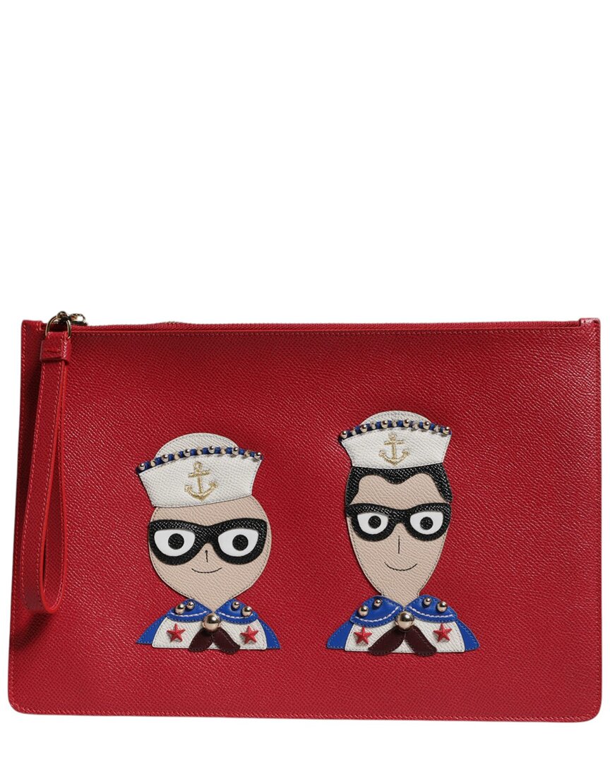 Dolce & Gabbana Leather Clutch In Red