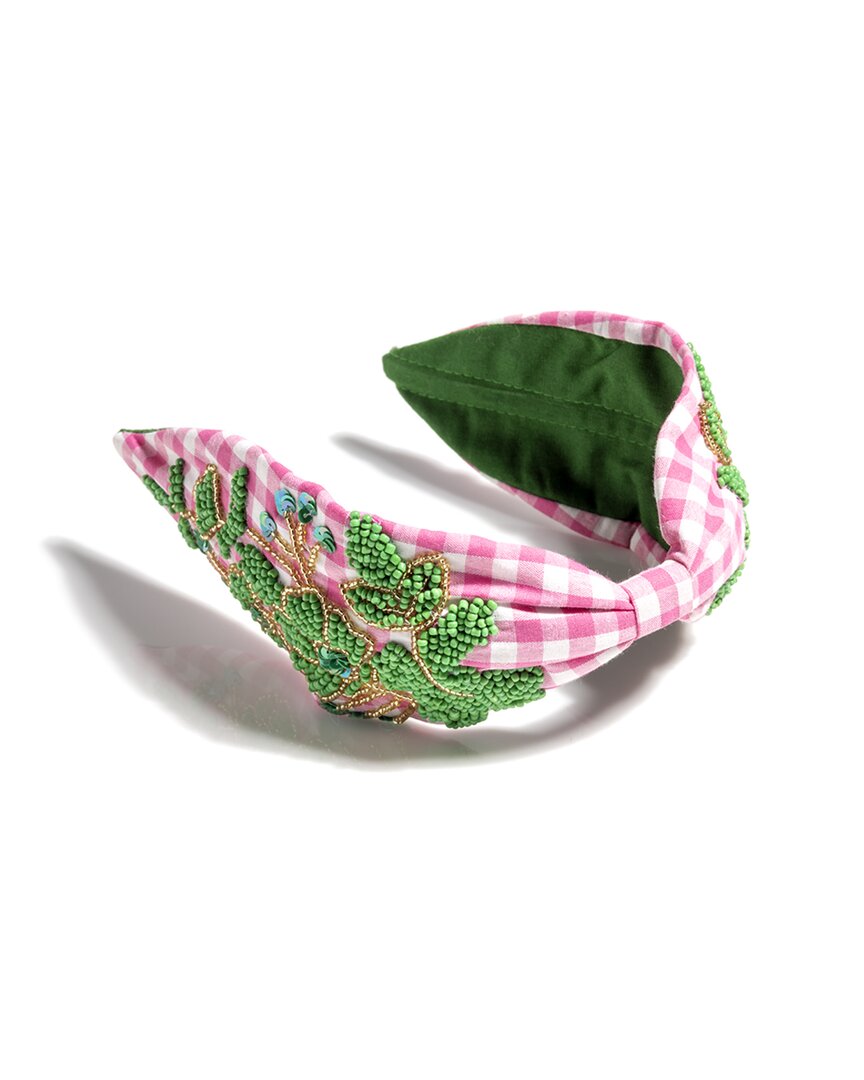 Shiraleah Embellished Check Wide Headband In Pink