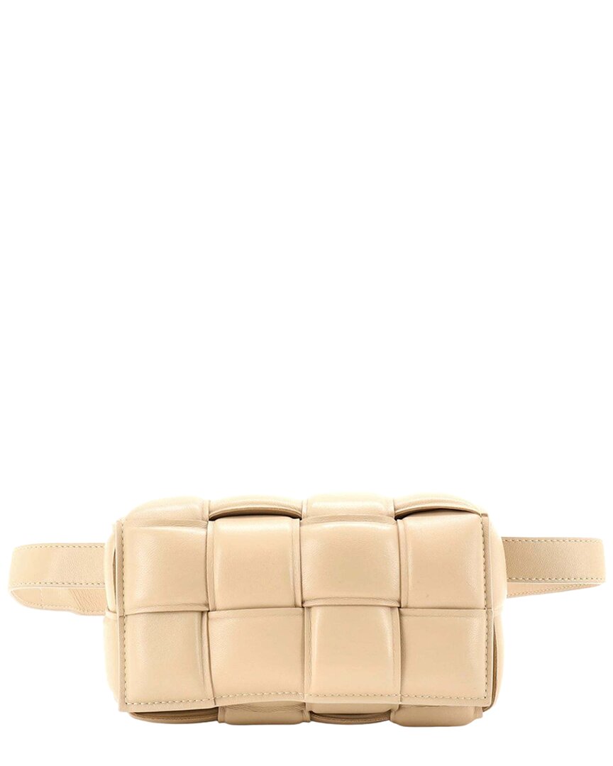 Bottega Veneta Beige Padded Intrecciato Sheep Leather Cassette Belt Bag (authentic Pre-loved) In Neutral