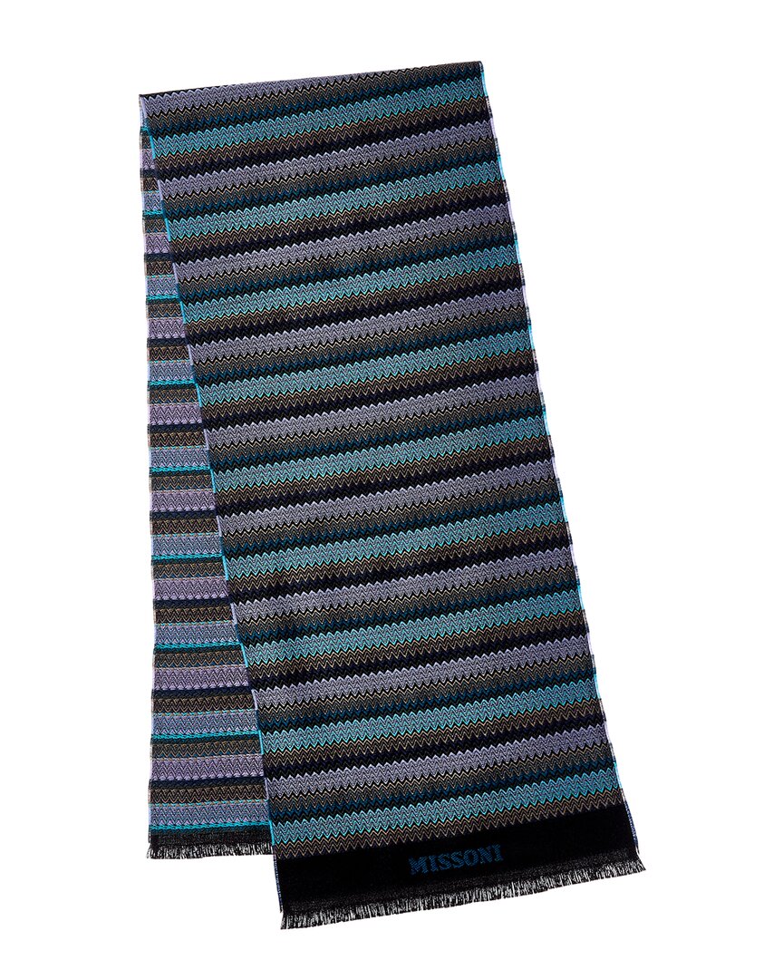 Missoni Wool-blend Scarf In Blue