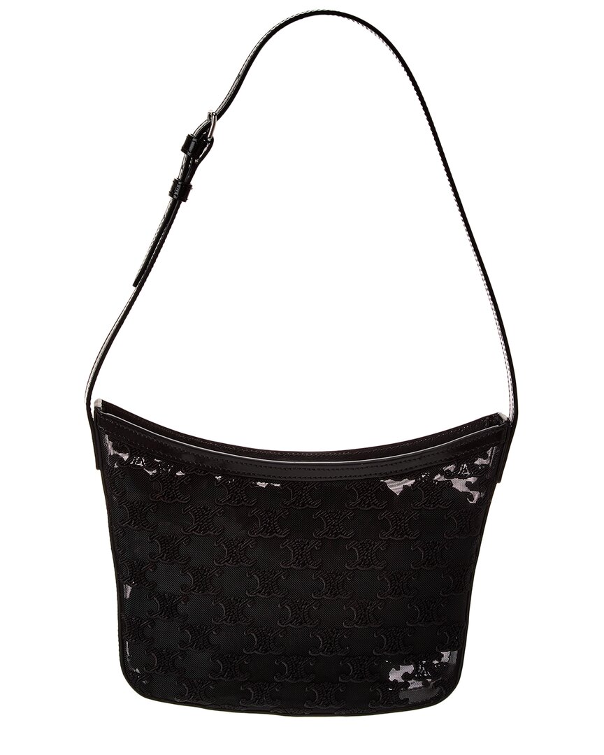 CELINE Croque Medium Tulle & Leather Hobo Bag