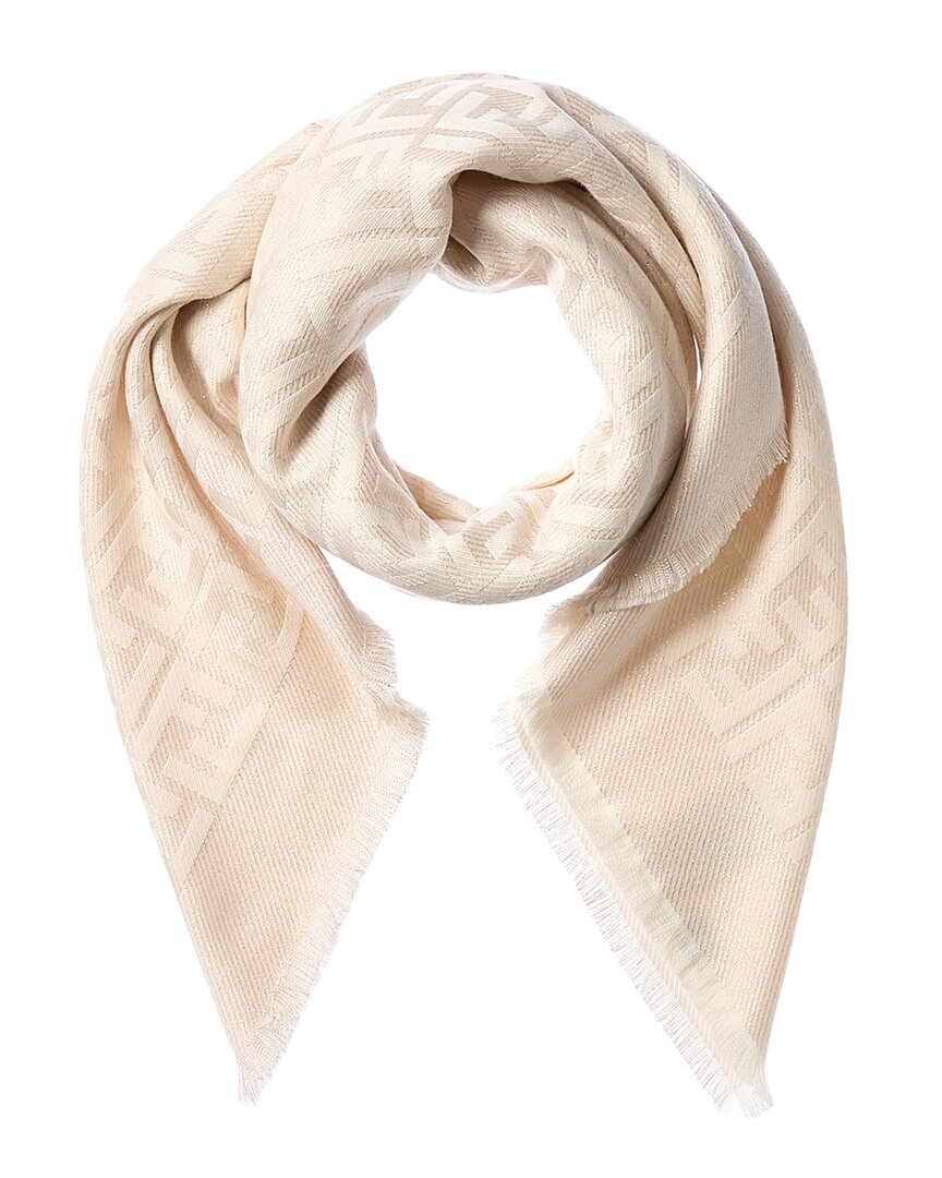 Fendi Ff Wool-blend Shawl In Neutral