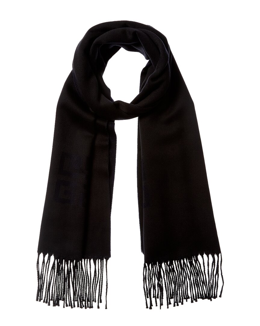 Givenchy 4g Logo Fringed Wool Scarf In Brown