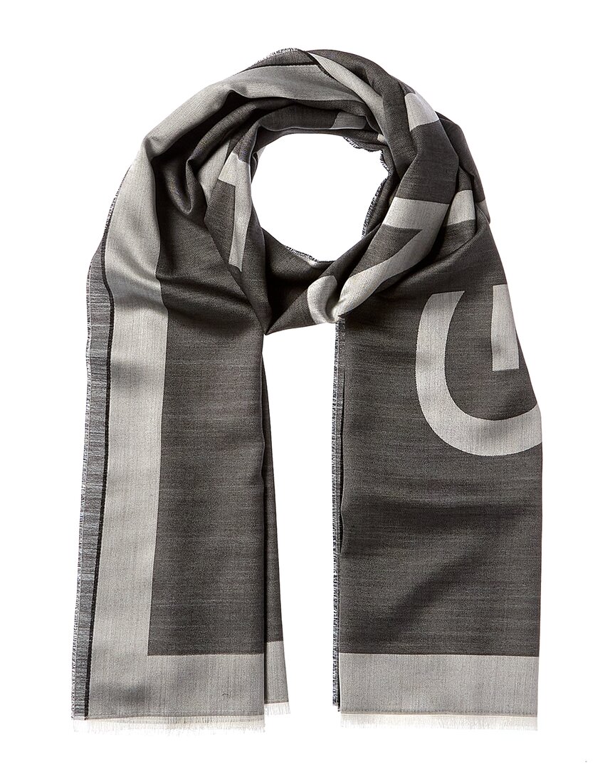 Givenchy Logo Silk Scarf In Gray