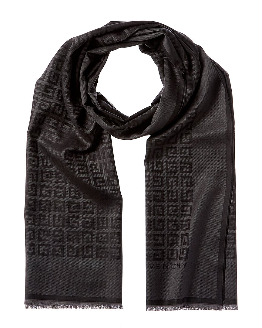 Givenchy 4g All Over Silk & Wool-blend Scarf In Black