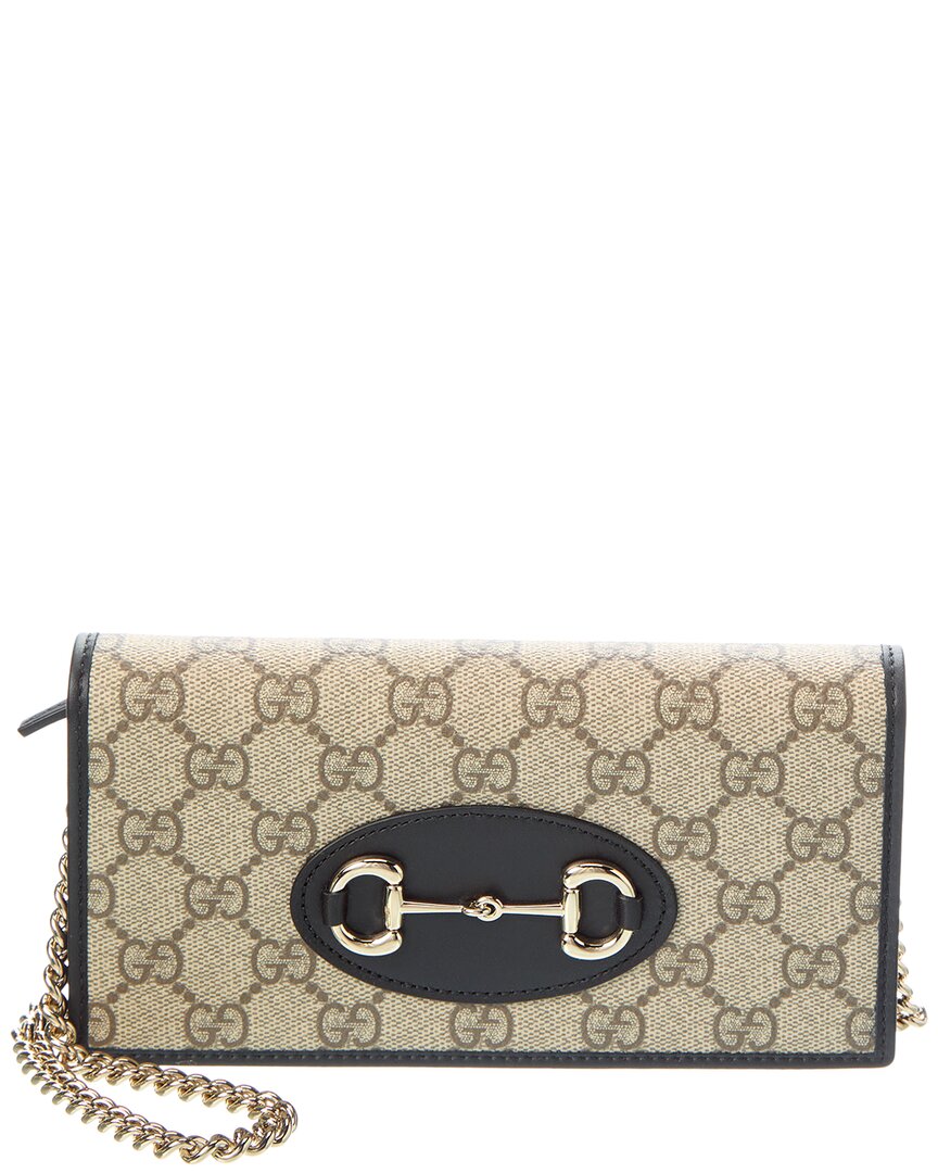 Gucci Horsebit 1955 Gg Supreme Canvas & Leather Wallet On Chain