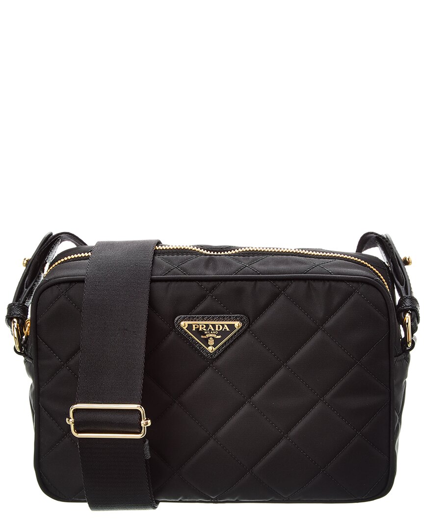 Prada Bandoliera Quilted Nylon Camera Bag In Black