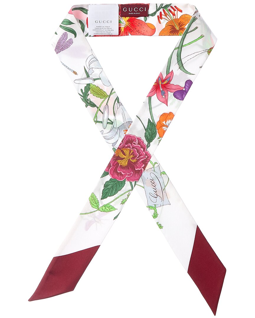 Gucci Thin Scarf In Multicolour Printed Silk Women In Multi