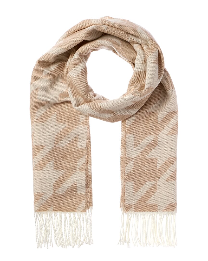 La Fiorentina Jacquard Houndstooth Scarf In Beige