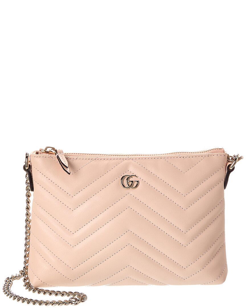 Gucci Gg Marmont Leather Pochette In Pink
