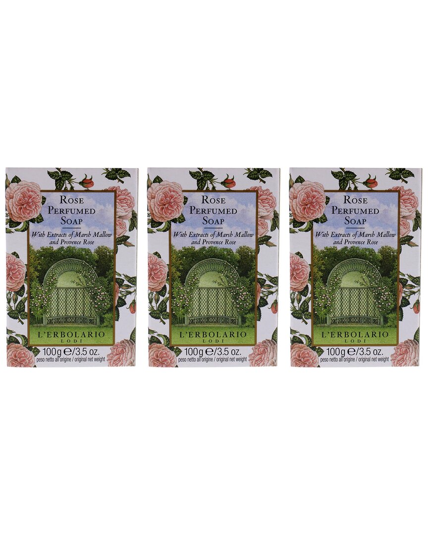 L'erbolario 3.5oz Rose Perfumed Bar Soap - Pack Of 3