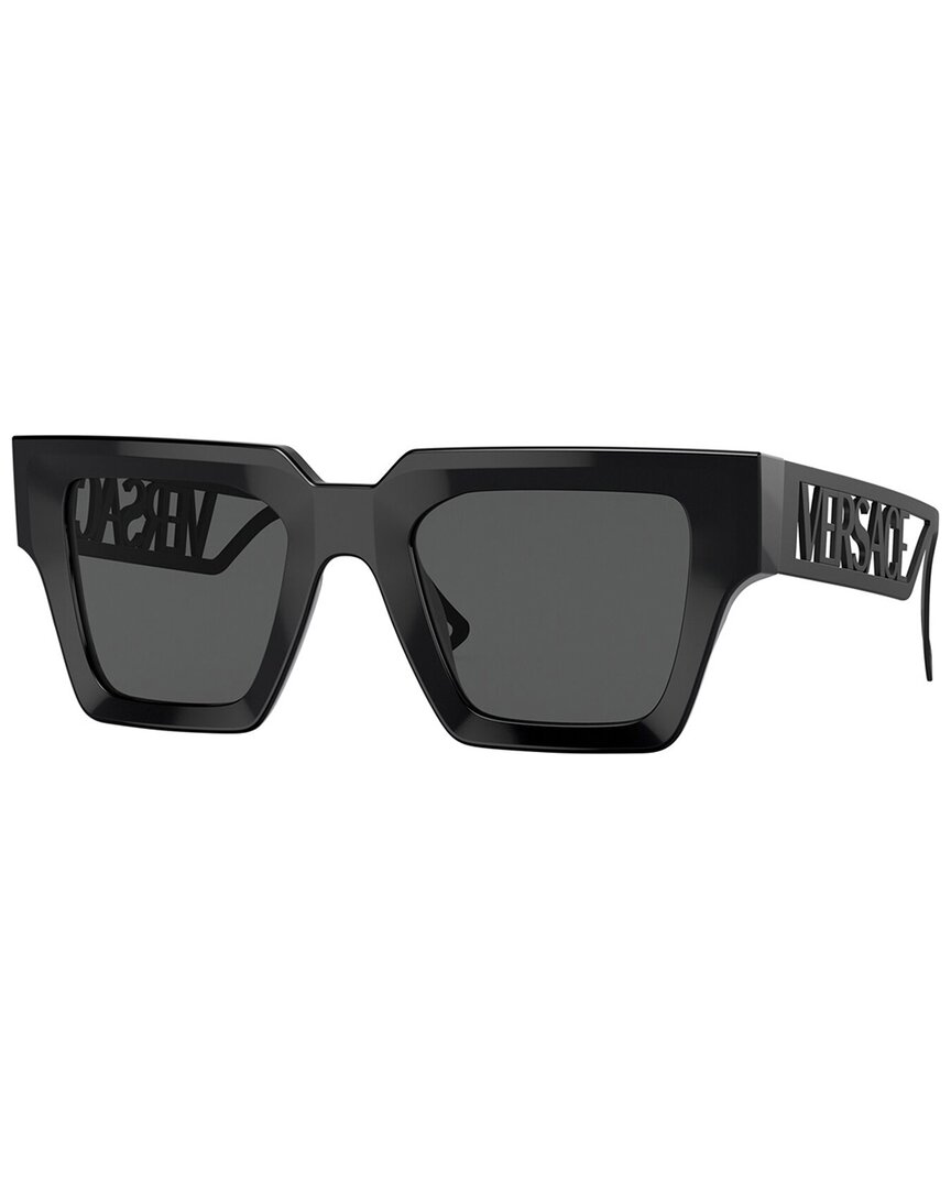 Versace Logo-embossed Square-frame Sunglasses In Black