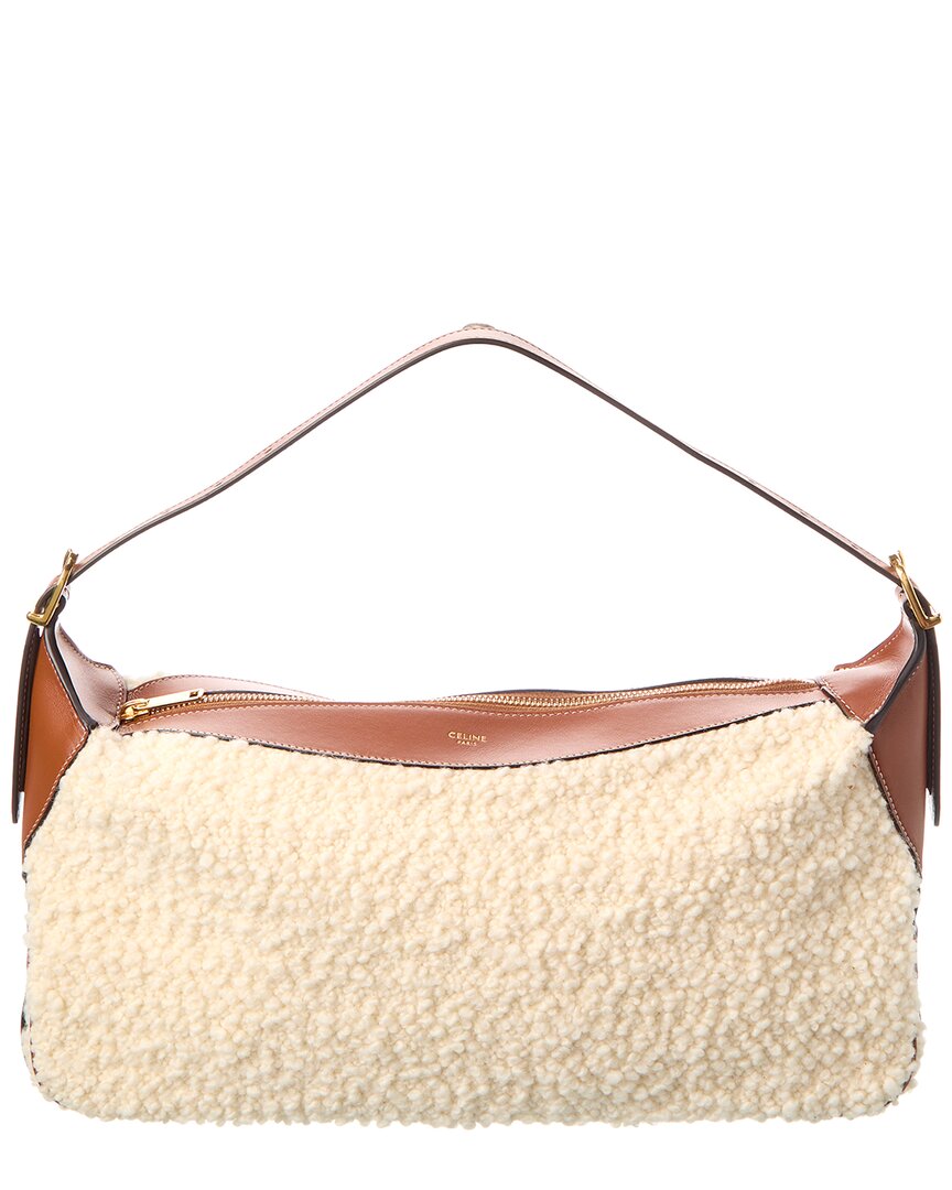 CELINE Romy Medium Shearling & Leather Hobo Bag