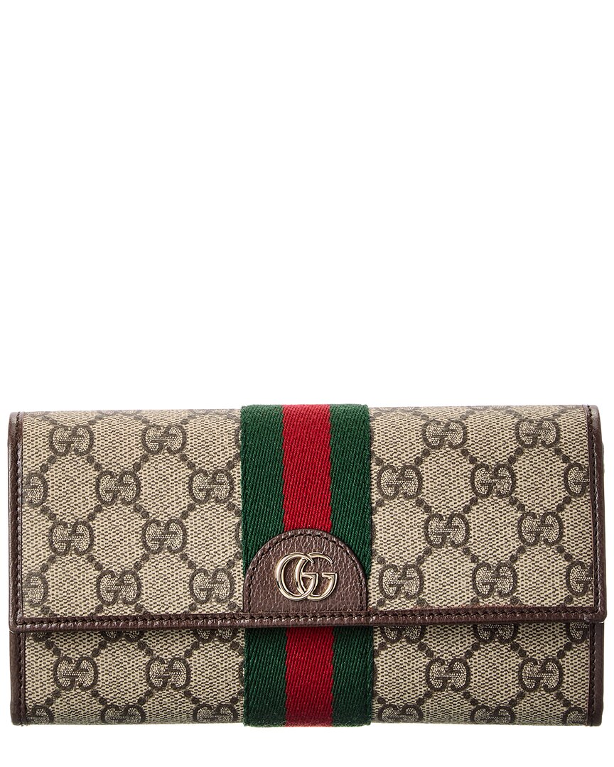 Gucci Ophidia Gg Supreme Canvas & Leather Continental Wallet In Beige