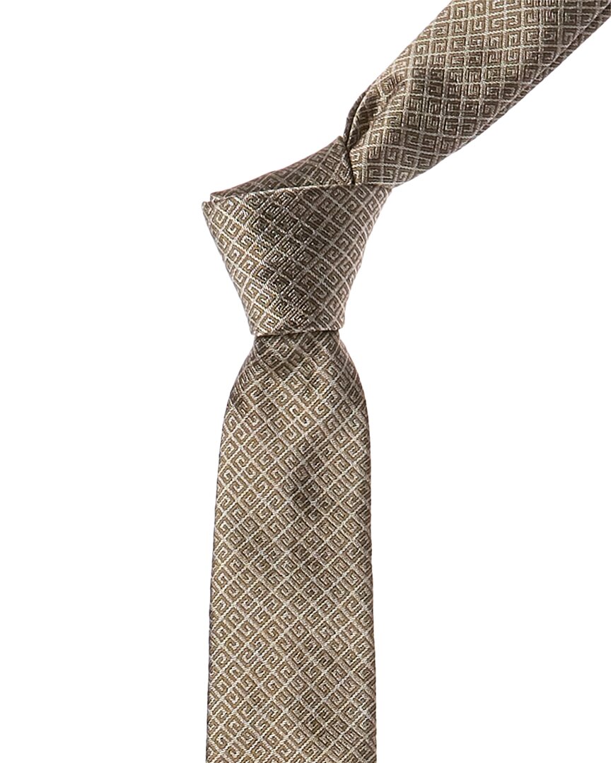 Shop Givenchy Beige All Over 4g Jacquard Silk Tie