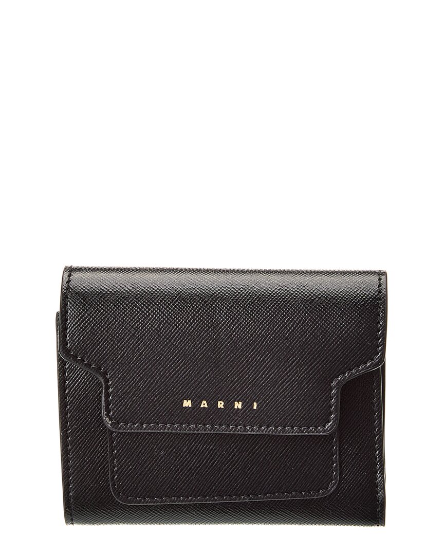 Marni Saffiano Leather Wallet In Black