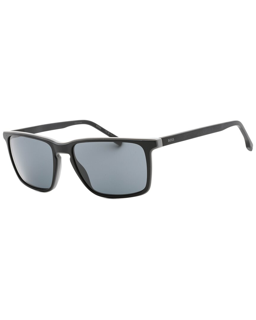 Hugo Boss Grey Rectangular Men's Sunglasses Boss 1556/o/s 0o6w/ir 57 In Black