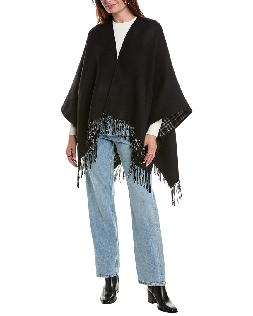 Burberry Charlotte Check Wool Cape In Black
