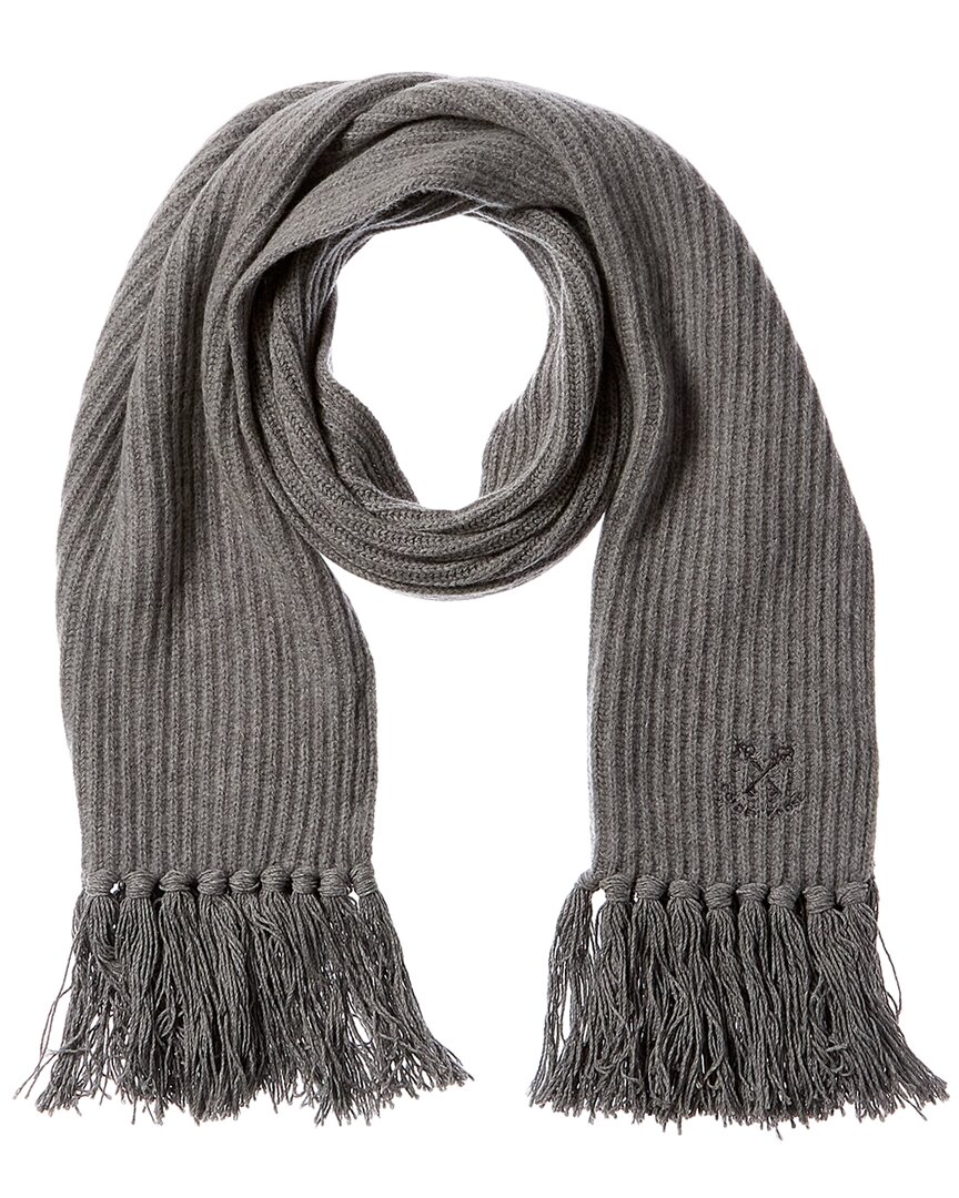Golden Goose Brushed Fringed Rectangle Ribbed Wraparound Scarf In Grey