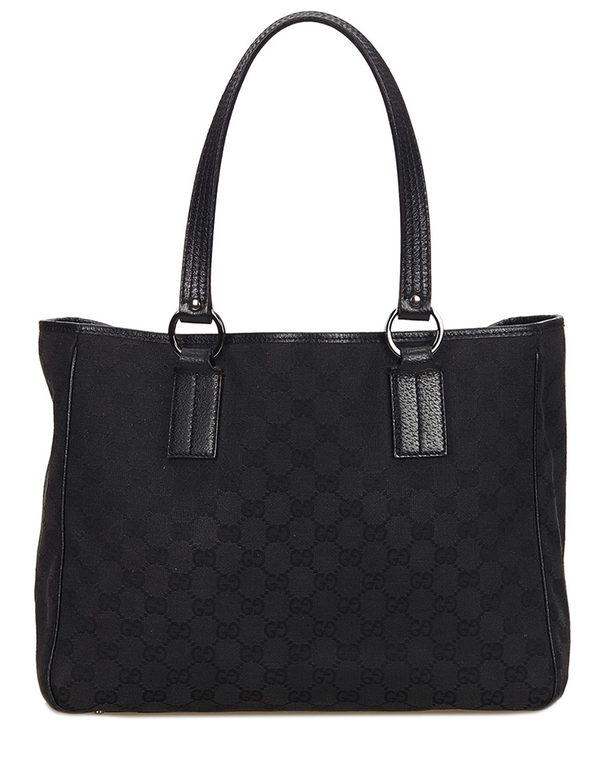 Gucci Black Gg Canvas & Leather Tote