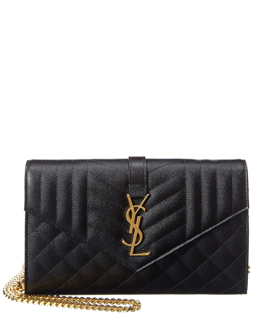 Saint Laurent Chain Wallet Leather Crossbody In Black