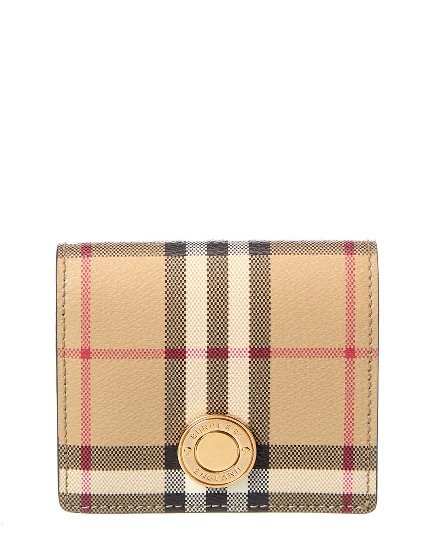 Burberry Check Small E-canvas & Leather Card Case