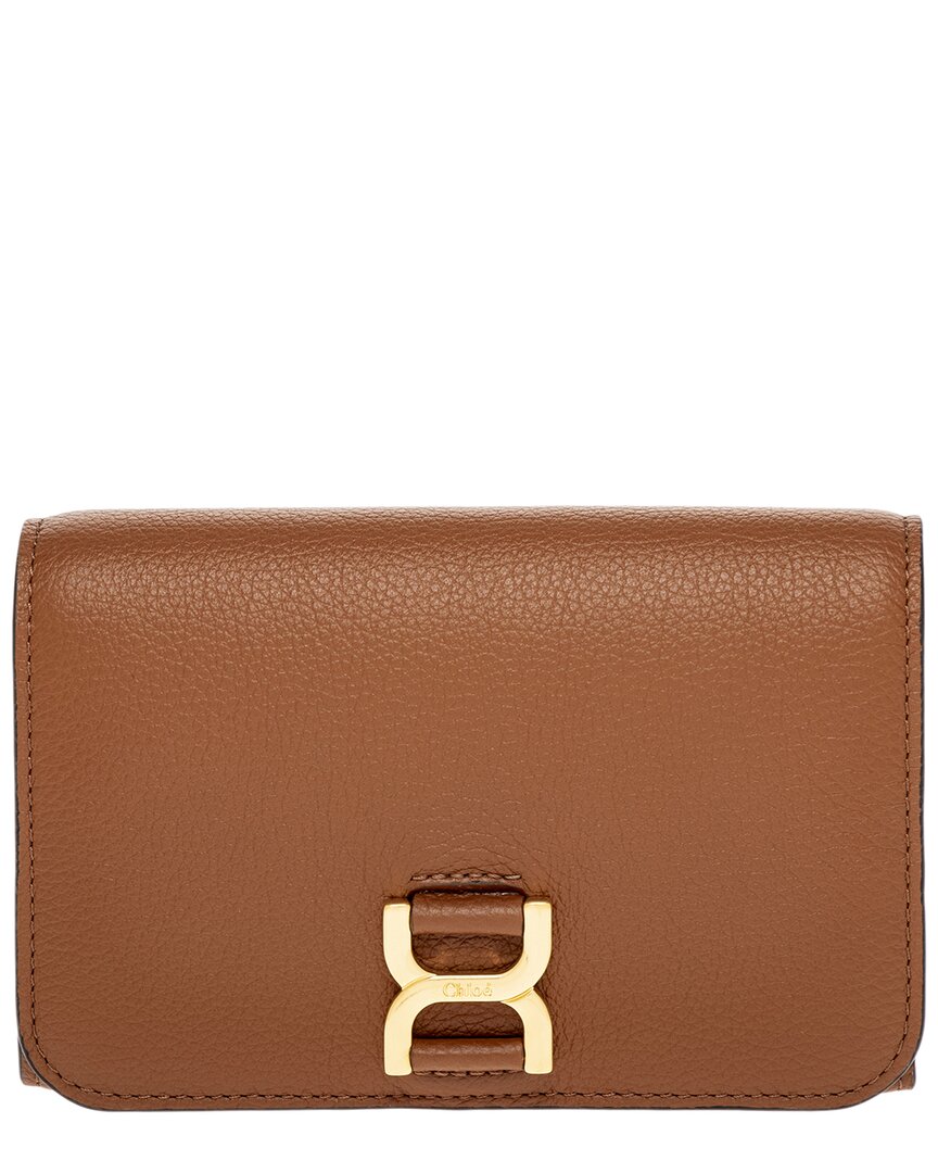 Shop Chloé Marcie Medium Leather Wallet In Brown