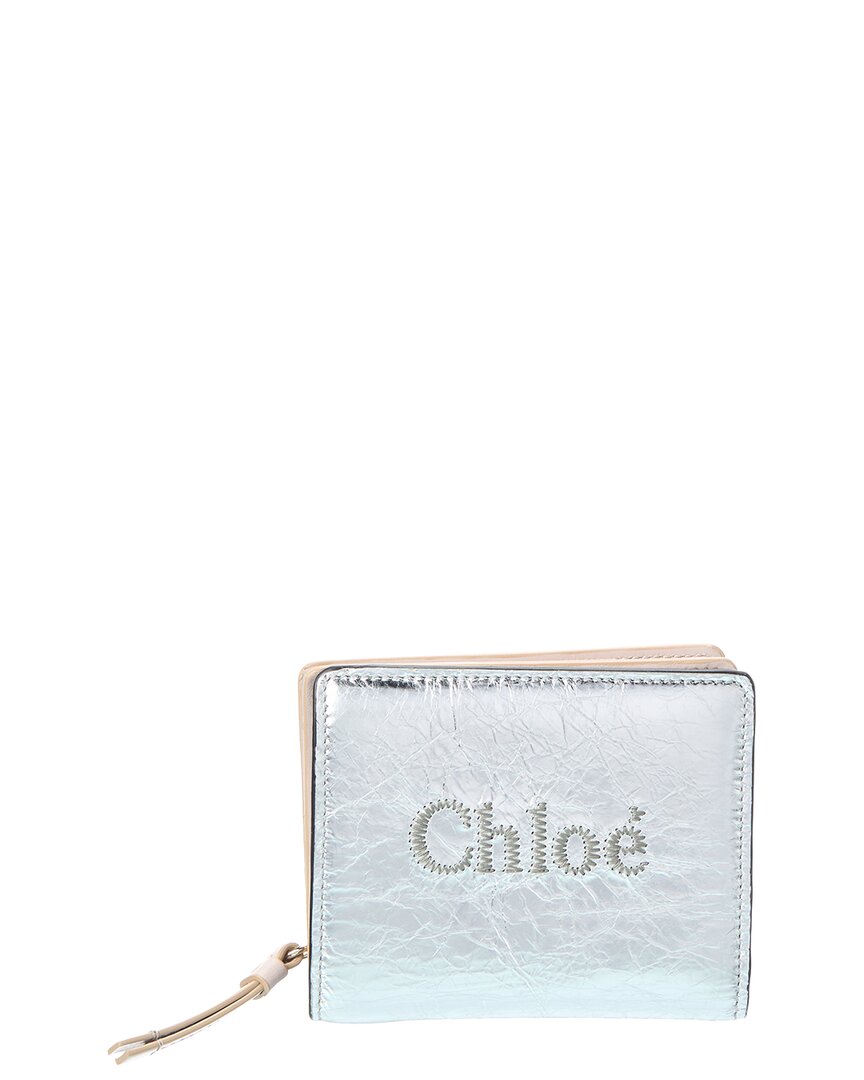 Chloé Leather Wallet In Silver